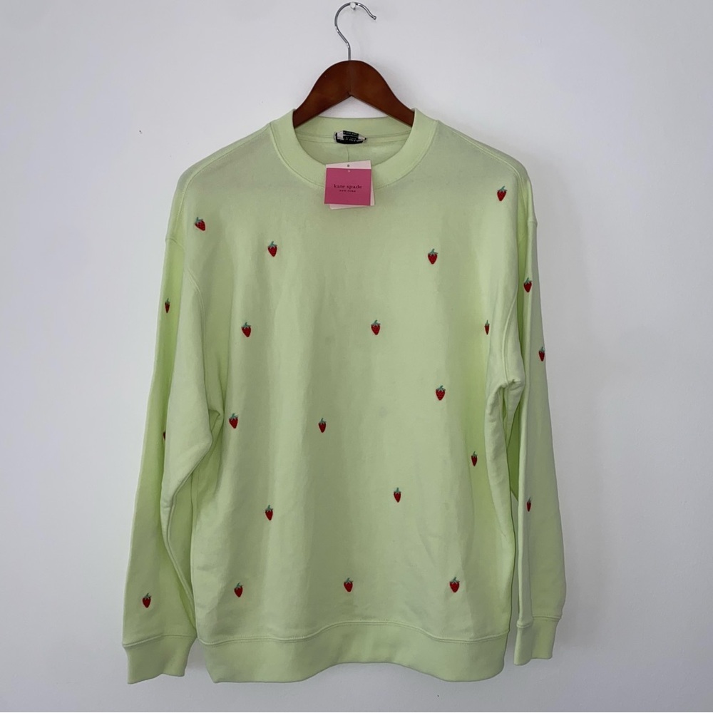 Kate Spade Embroidered Strawberry Coquette Girl Loose Relaxed fit crew neck xs - Picture 6 of 10